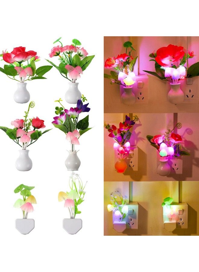 Hortsun 6 Pack Mushroom Night Lights Energy Saving Led Plug Light Sensor Wall Light Sensor Night Lights Kids Adult Creative Holiday Gifts For Baby Room Bedroom Bathroom Corridor Kitchen - Image 2