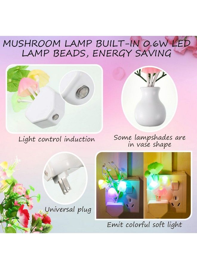 Hortsun 6 Pack Mushroom Night Lights Energy Saving Led Plug Light Sensor Wall Light Sensor Night Lights Kids Adult Creative Holiday Gifts For Baby Room Bedroom Bathroom Corridor Kitchen - Image 5