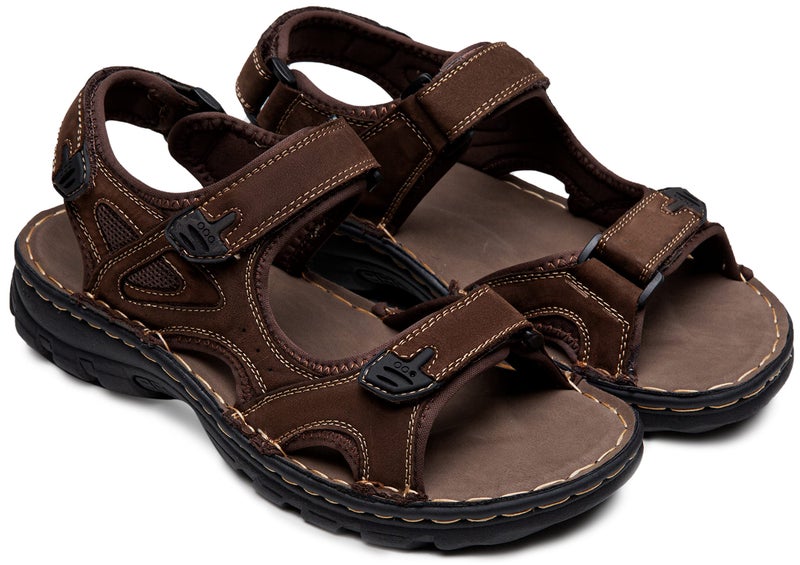 Jousen Men's Sandals Arch Support Summer Casual Genuine Leather Beach Sandals for Men Outdoor and Indoor Comfort Open Toe Fisherman Sandals(AMY2011 Dark Brown 9) - Image 3