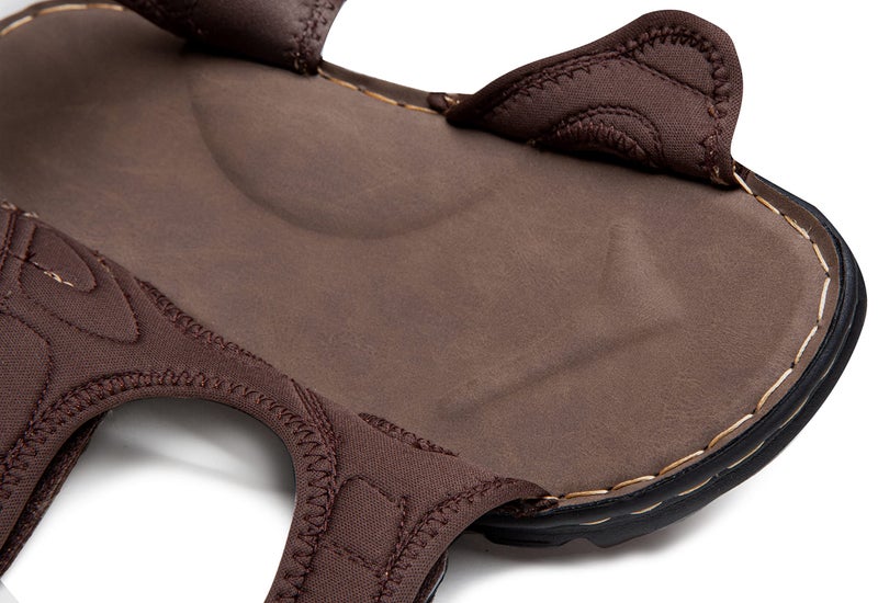 Jousen Men's Sandals Arch Support Summer Casual Genuine Leather Beach Sandals for Men Outdoor and Indoor Comfort Open Toe Fisherman Sandals(AMY2011 Dark Brown 9) - Image 2