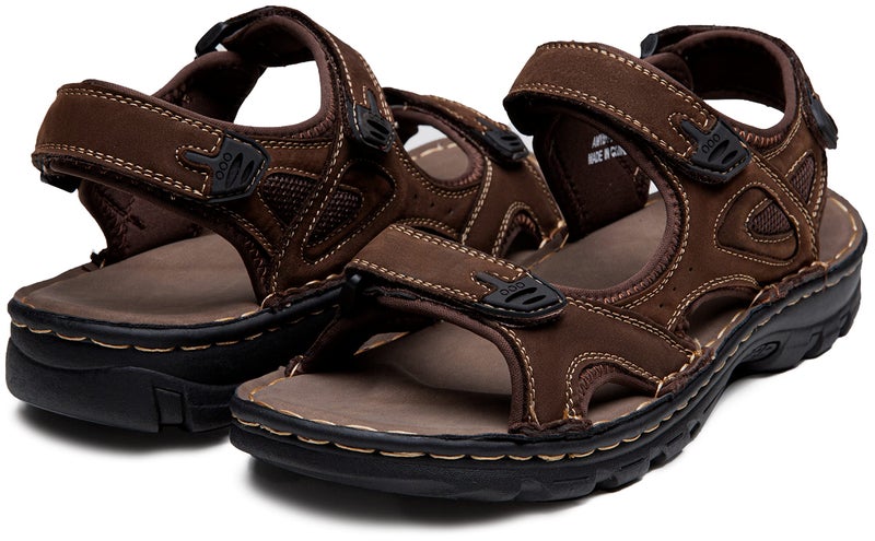 Jousen Men's Sandals Arch Support Summer Casual Genuine Leather Beach Sandals for Men Outdoor and Indoor Comfort Open Toe Fisherman Sandals(AMY2011 Dark Brown 9) - Image 5