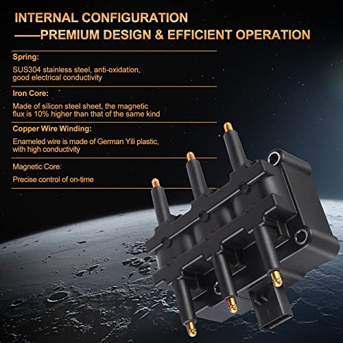 BLPextrm Ignition Coil Pack for Chrysler Town & Country Pacifica Voyager Dodge Caravan Grand Caravan Jeep Wrangler Volkswagen Routan 3.3L 3.8L V6 2000-2011, Coil Pack Set Replace# UF305 UF412 C1442 - Image 3