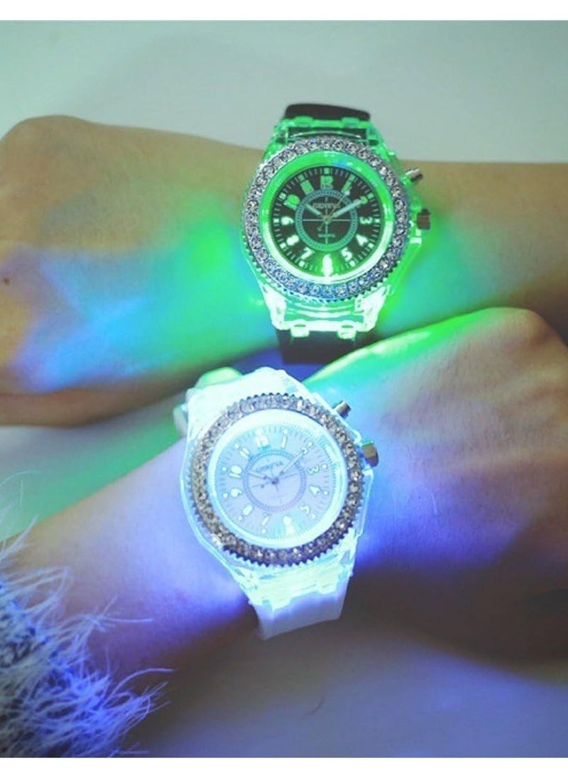 3 Pcs Silicone Bling Women Men Kids Watches Watch LED Luminous Colorful Lights Sport Waterproof Watches Girls Boys - Image 4