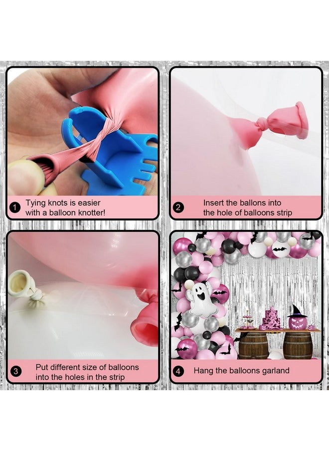 MEHOFOND Little Boo Halloween Party Decorations For Girls 200 Pcs, Pink And Silver Balloon Garland Arch Kit With Foil Curtain For Halloween Birthday Baby Shower Party Decor  - Image 5