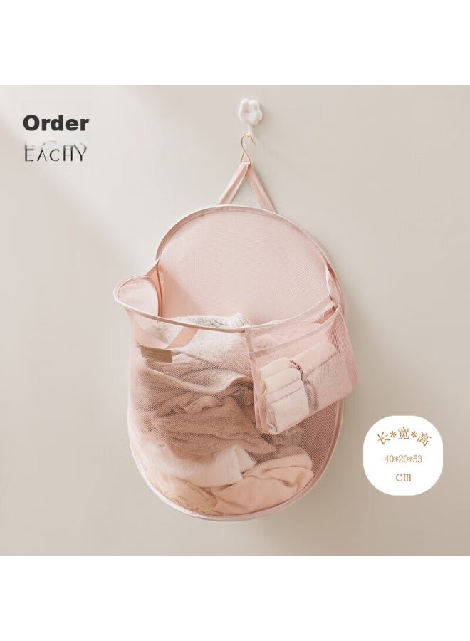 Eachy Laundry Hamper, Dirty Clothes Storage Basket, Storage Bin, Household Bathroom Wall-mounted Clothes Organizer, Laundry Basket, Pink - Image 1