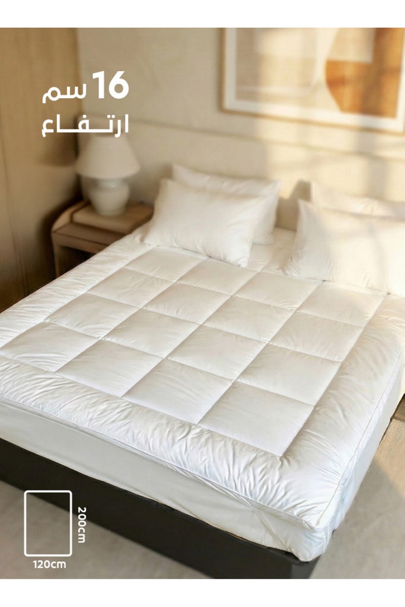 Melen Hotel-style bed mattress topper suitable for a 120*200 cm bed with a 16 cm height and full elastic band. - Image 1