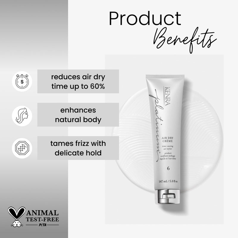 Kenra Professional Platinum Air Dry CrÃ¨me 6 | Time-Saving Air Styler | Enhances Natural Body | Tames Frizz With Delicate Hold | Natural, Product Free Finish | All Hair Types | 5 fl. Oz - Image 2