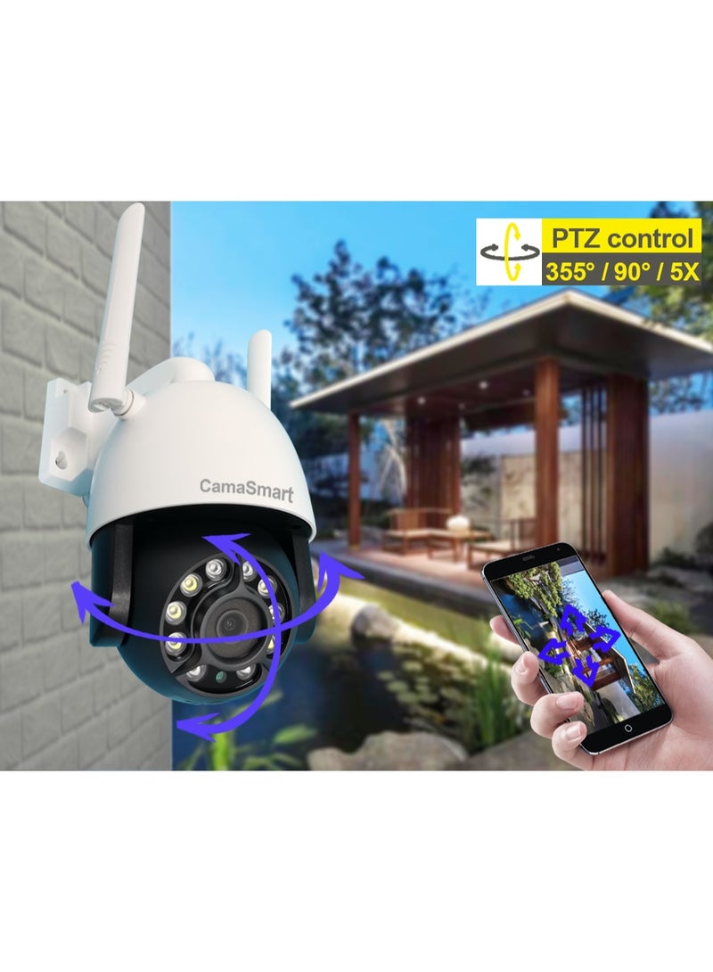 CamaSmart Tuya Smart Life WiFi Outdoor Security Dome Camera with PTZ Rotation Control - Image 3