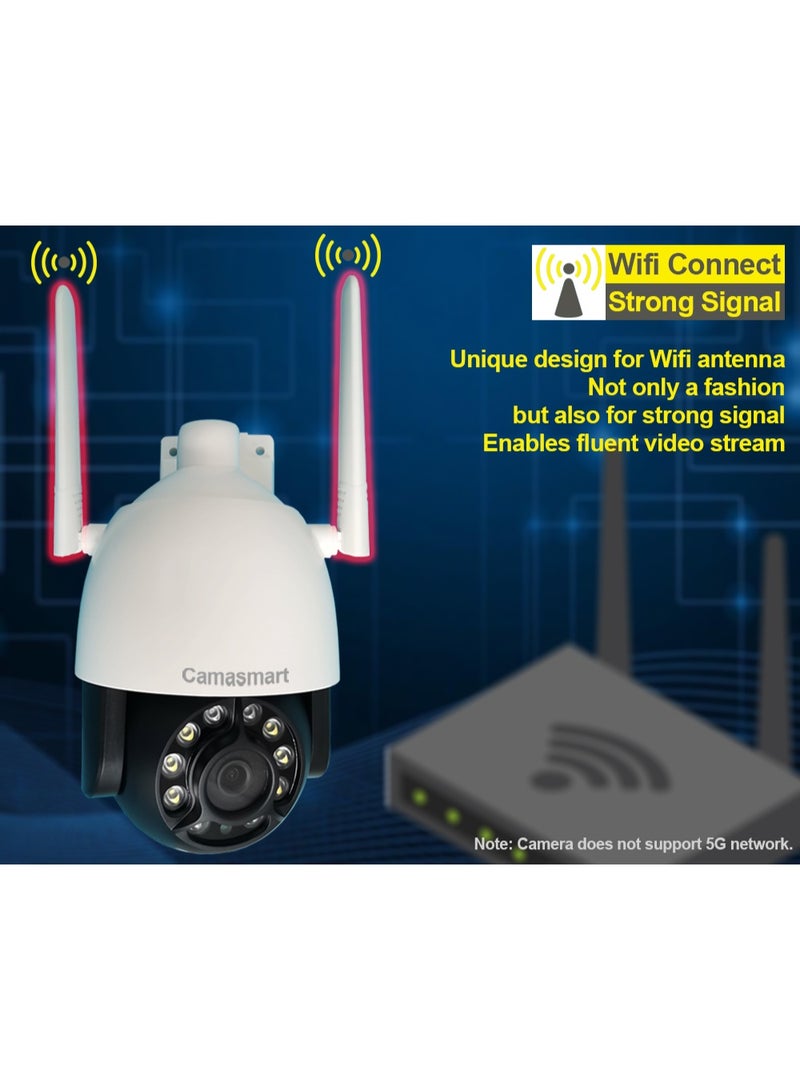 CamaSmart Tuya Smart Life WiFi Outdoor Security Dome Camera with PTZ Rotation Control - Image 5