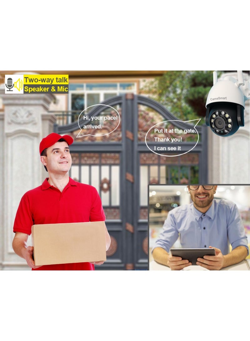 CamaSmart Tuya Smart Life WiFi Outdoor Security Dome Camera with PTZ Rotation Control - Image 2