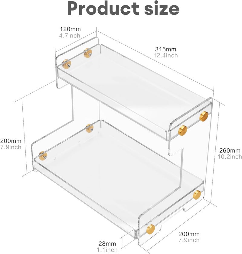 ffk 2 Tier Bathroom Countertop Organizer, SUS 304 Stainless Steel Storage Shelf for Cosmetic Organizer, Ideal for Cabinet, Countertop, Pantry, and Desktop, Office, White - Image 2
