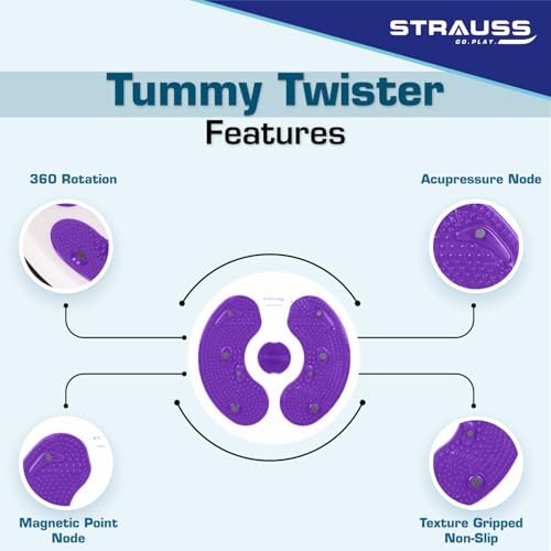 Strauss Tummy Twister | Tummy Trimmer, Abs Roller & Shaper for Women & Men | Exercise Machine with Non-Slip Surface | Ideal Equipment for Home Workouts (Purple) - Image 5