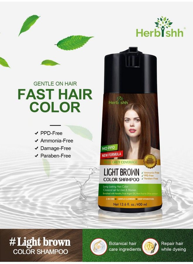 Herbishh Hair Color Shampoo For Gray Hair Enriched Color Shampoo Hair Dye Formula Hair Dye Shampoo And Conditioner Long Lasting & Diy (Light Brown) - Image 4