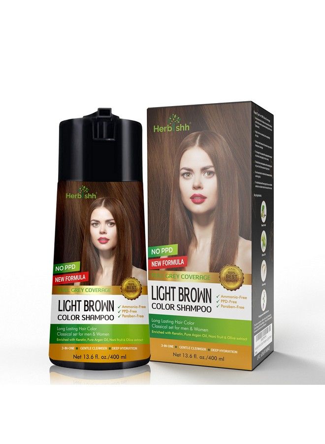 Herbishh Hair Color Shampoo For Gray Hair Enriched Color Shampoo Hair Dye Formula Hair Dye Shampoo And Conditioner Long Lasting & Diy (Light Brown) - Image 3