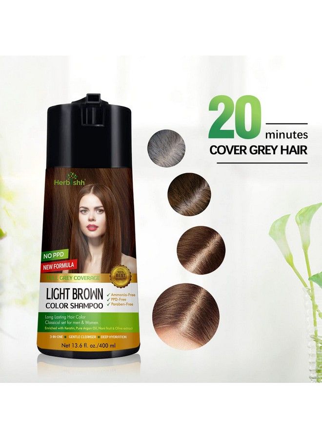 Herbishh Hair Color Shampoo For Gray Hair Enriched Color Shampoo Hair Dye Formula Hair Dye Shampoo And Conditioner Long Lasting & Diy (Light Brown) - Image 5