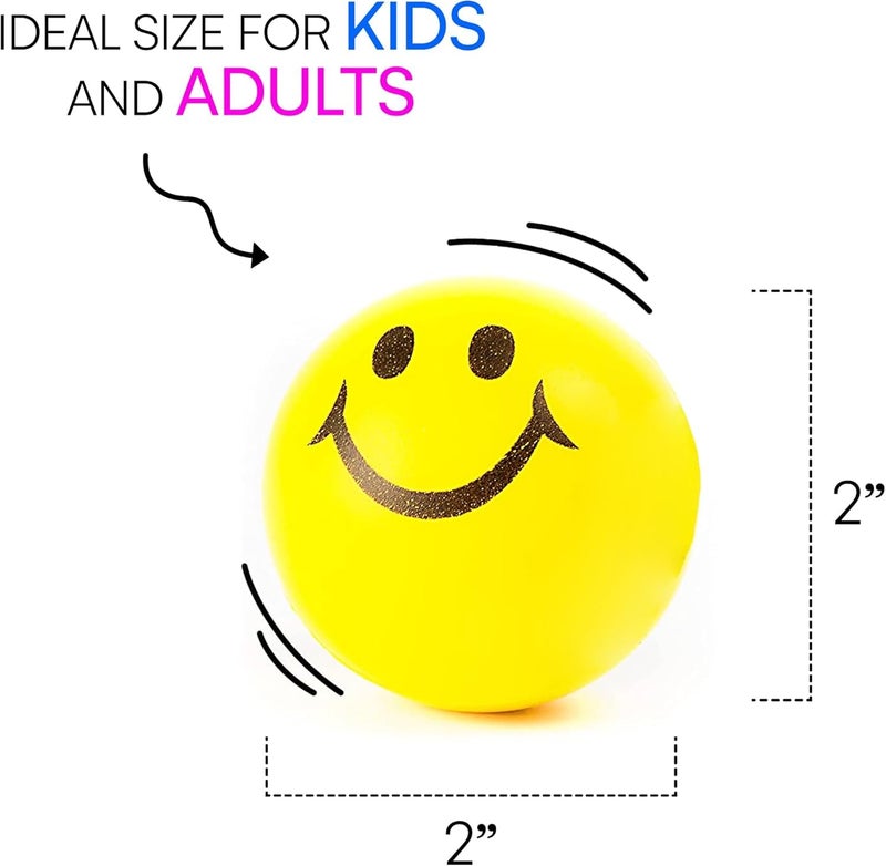 DEEPLITE Yellow Emoji Happy Smiley Face Hand Exercise Stress Ball, Soft Squeeze Stress Relief Sponge Ball, Games Playing Ball (Pack of 4) - Image 2