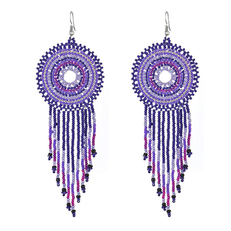 Bohemian Dream Catcher Earrings Handwoven Multicolor Seed Bead Tassel Design - Hypoallergenic Fish Hook Dangle Jewelry for Women Lightweight Chandelier Drop for Parties - Image 4