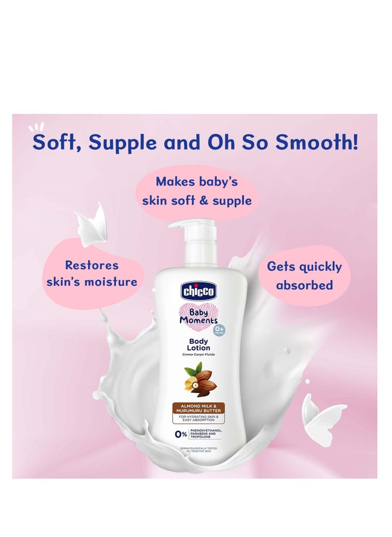Chicco Chicco Baby Moments Body Lotion for Babies,200 Milliliters|Almond Milk & Murumuru Butter|Quick Absorb Formula with Natural Ingredients|Dermatologically Tested|Parabens & Phenoxyethanol Free-1 Count  - Image 2