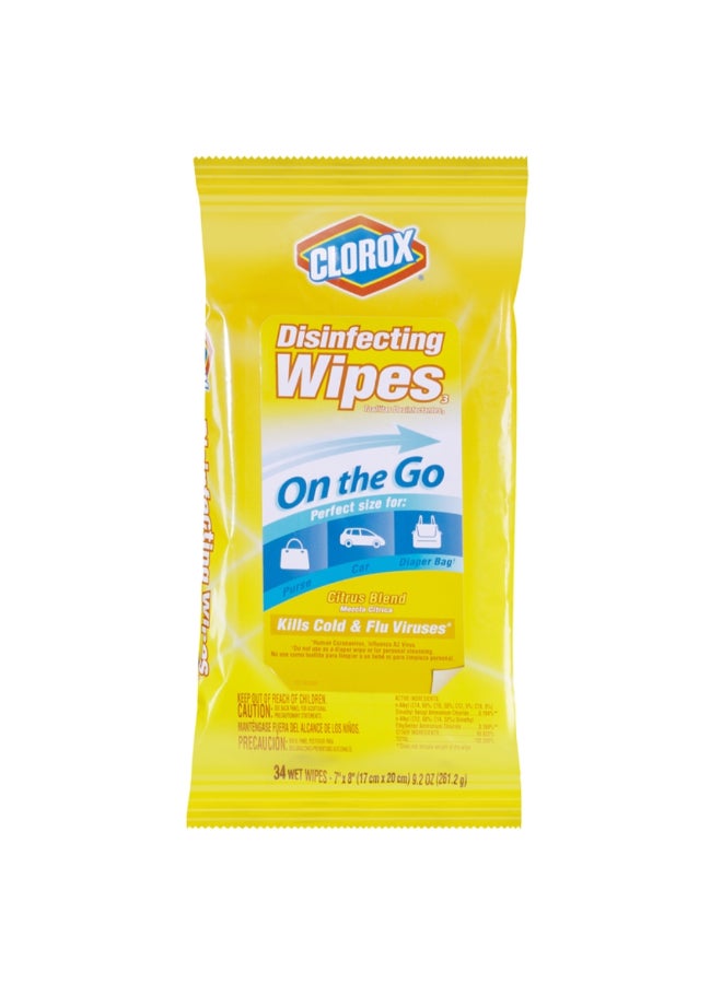Clorox Citrus Blend Scented On-The-Go Travel Disinfecting Wipes 8 x 7 Inch 3595279