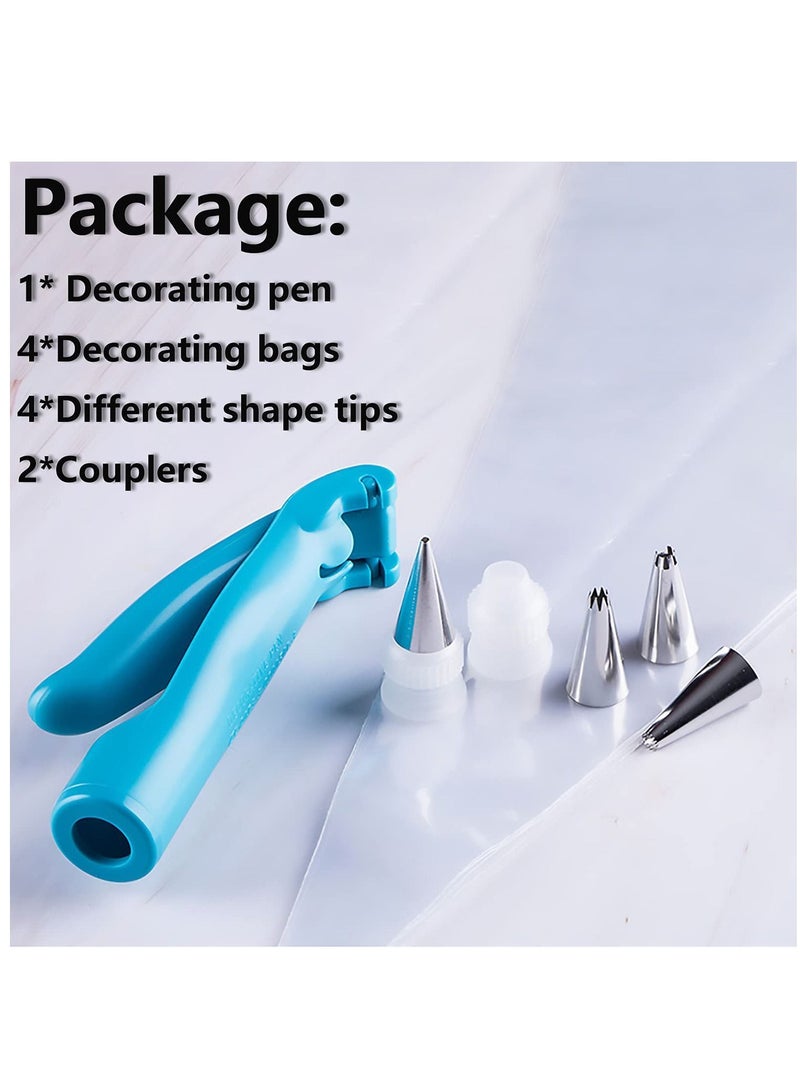 NIBEMINENT Cake Decorating Pen Tool Kit, Pastry Bag DIY Deco Tools Icing Pen, Piping BagsCake Tips Kit Set Dispenser Nozzles (Blue) - Image 2