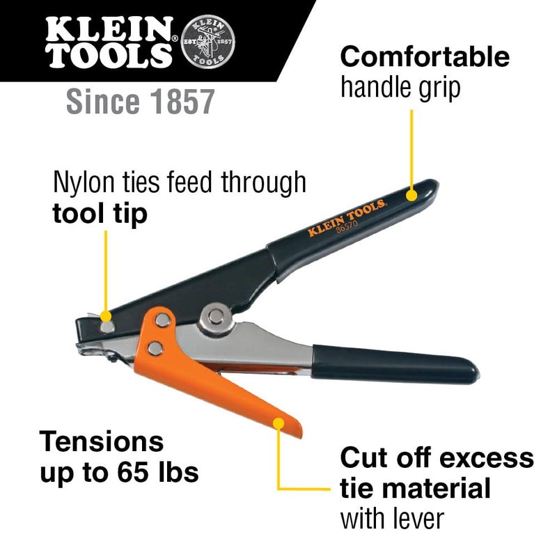 Klein Tools 86570 Tie Tensioning Tool, for Ties Rated at 120 to 250-Pound, Supplies up to 65-Pound of Tension, Handle Grips for Comfort - Image 2