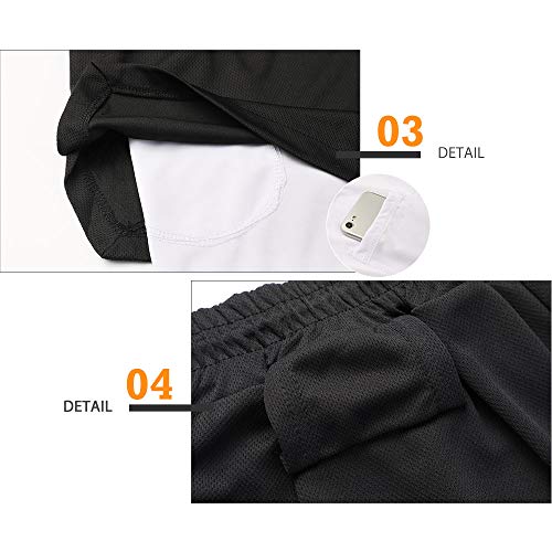 Surenow Men's Running Shorts Quick Dry Workout Gym Shorts Athletic 2-in-1 Stealth Shorts Outdoor Short for Men with Pockets Black - Image 5