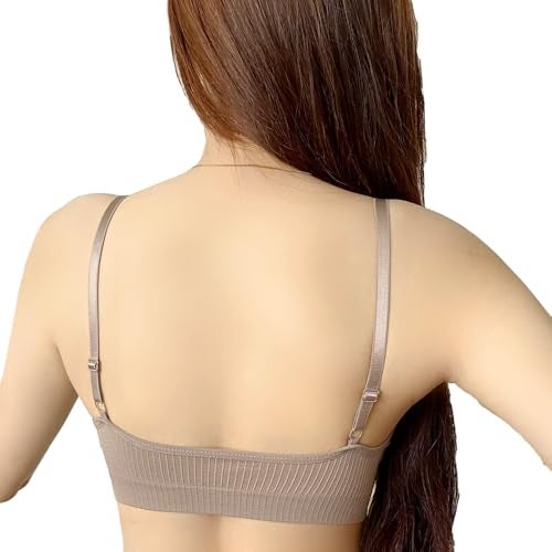 Luella Women's Cute T-Shirt Bra, Padded Comfort for Your Everday Bra | Wirefree | Lightly Padded | Low Impact | Spaghetti Straps | Adjustable Bra Straps | Lightbrown - Image 4