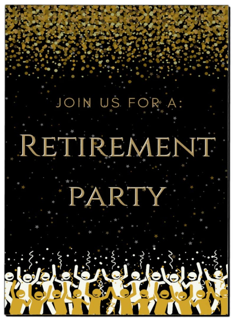 Elcer Retirement Party invitations | Retired Invites cards | 20 Count With Envelopes Black & Gold | Join us Your are Invited Fill In Style | Happy Retirement Celebration - Image 4