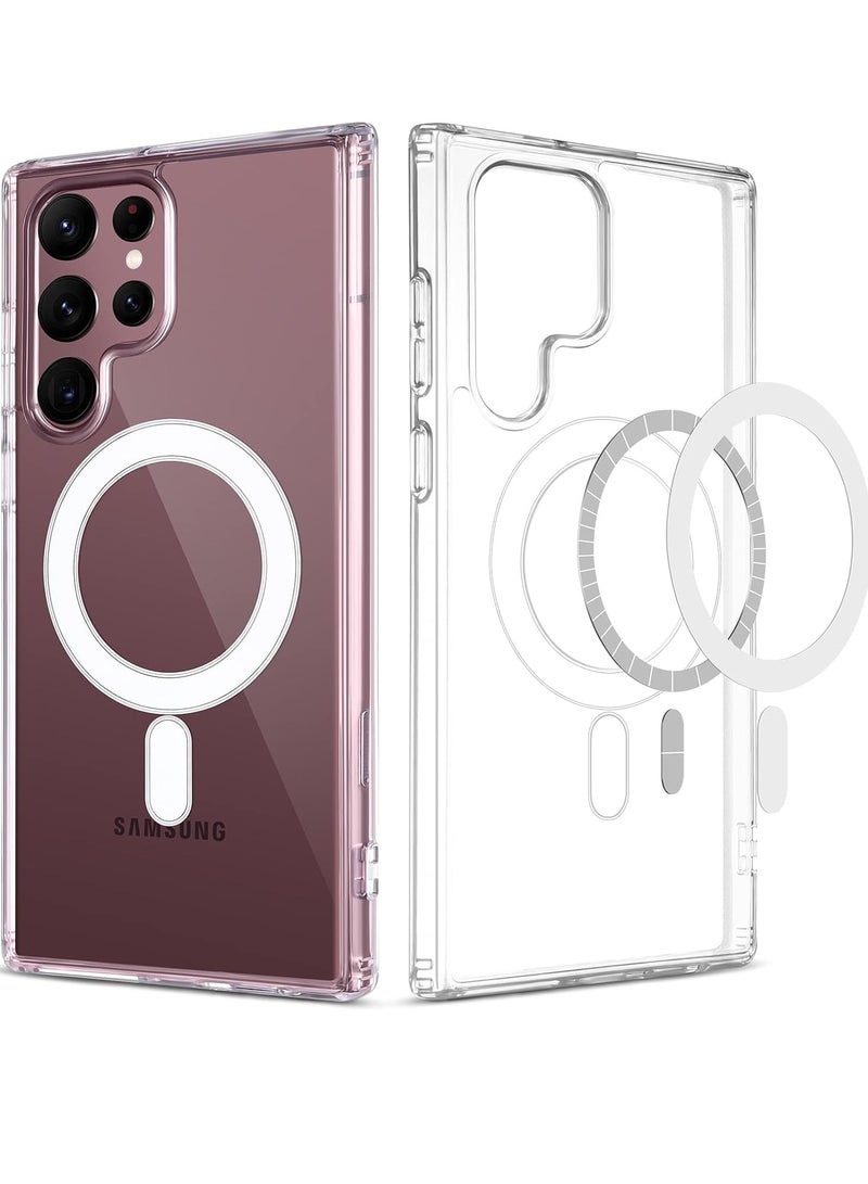 ten.tech Ten tech Magnetic Clear Case Designed Samsung Galaxy S22 Ultra – Compatible with MagSafe Charger, Support Magnetic Car Mount Wireless Charging, Soft Press Buttons Scratch Resistant – ten tech - Image 1