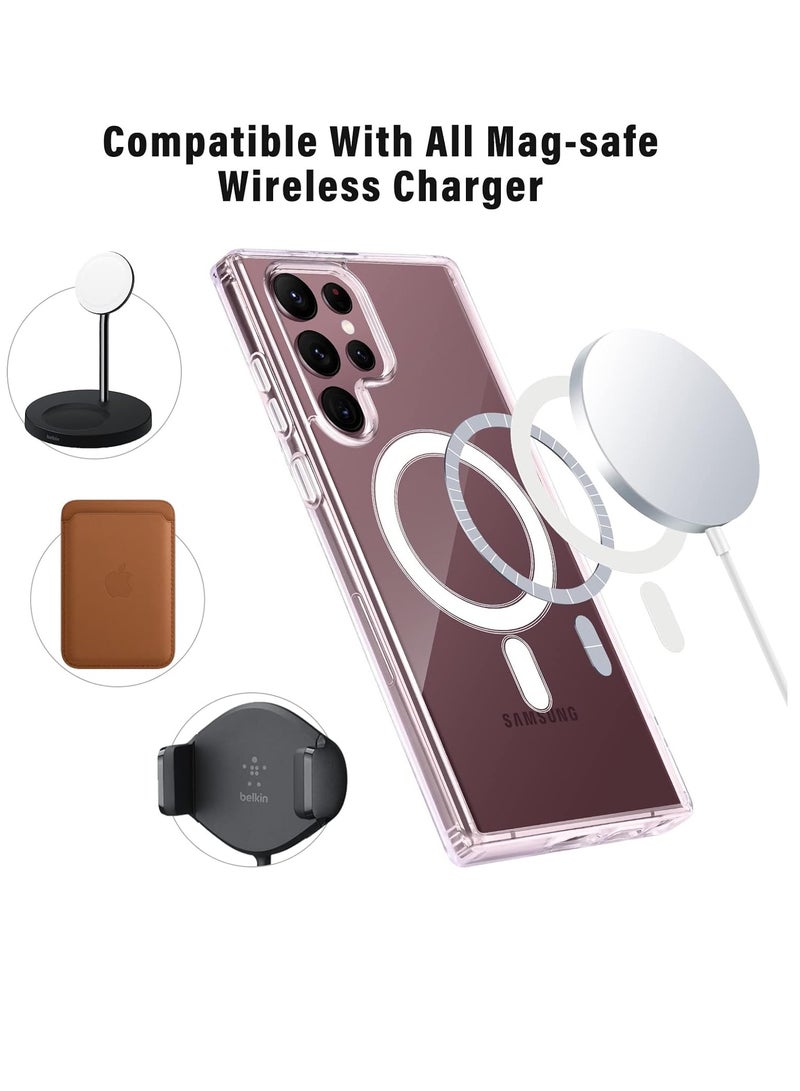 ten.tech Ten tech Magnetic Clear Case Designed Samsung Galaxy S22 Ultra – Compatible with MagSafe Charger, Support Magnetic Car Mount Wireless Charging, Soft Press Buttons Scratch Resistant – ten tech - Image 2