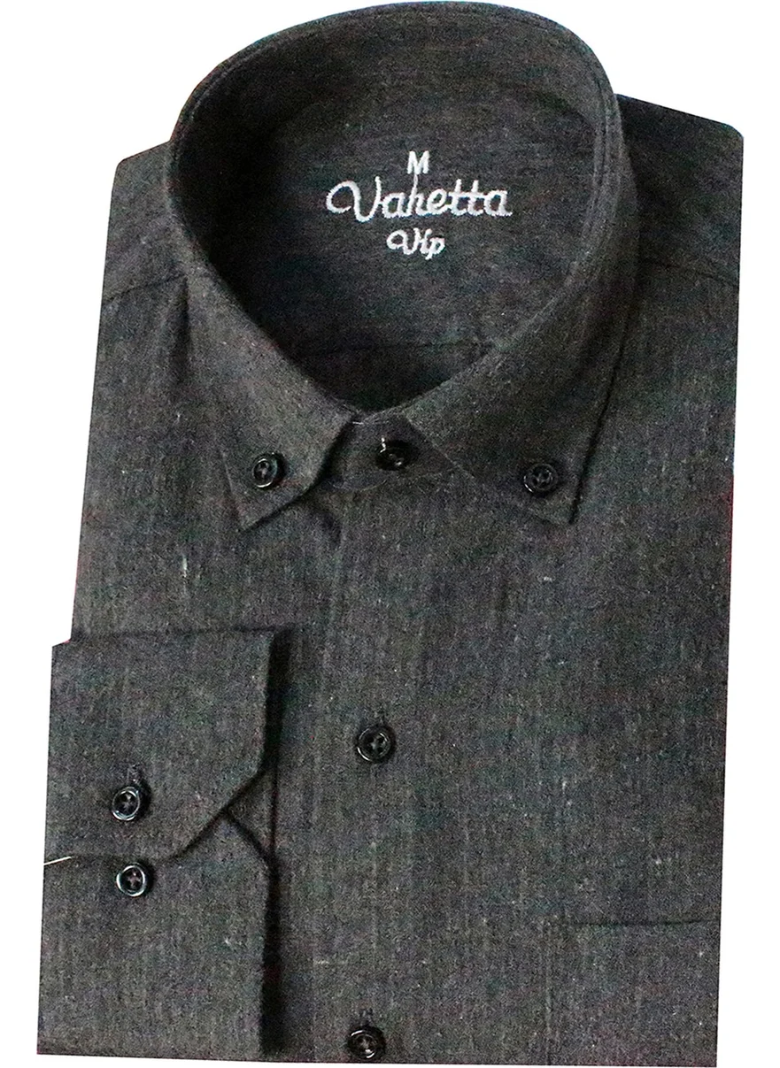 فاريتا Men's Smoke Large Size Button-down Winter Shirt