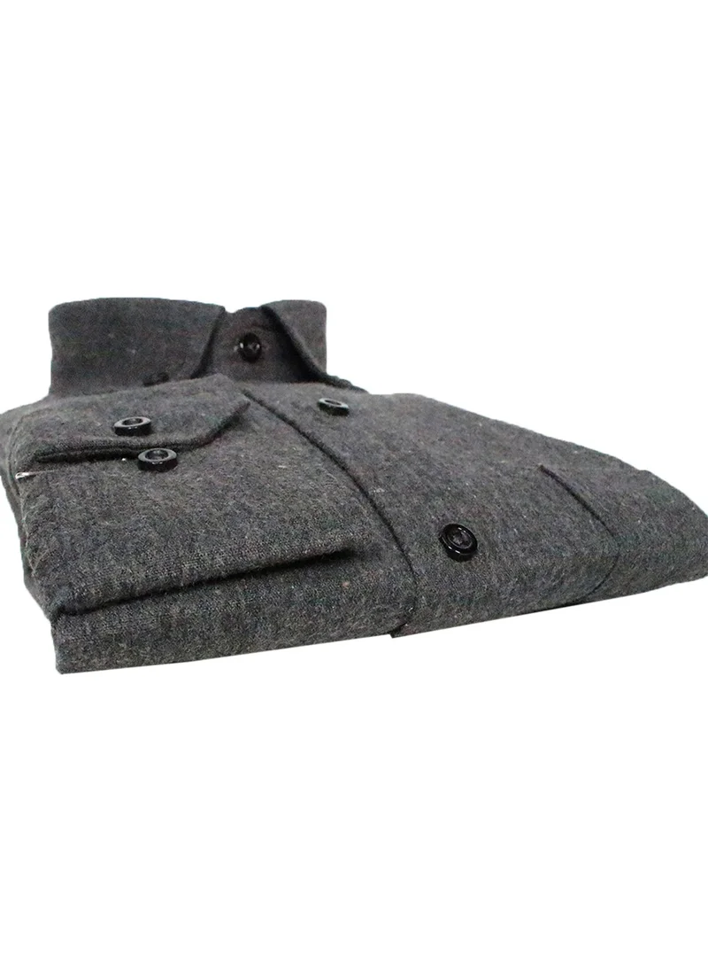 فاريتا Men's Smoke Large Size Button-down Winter Shirt