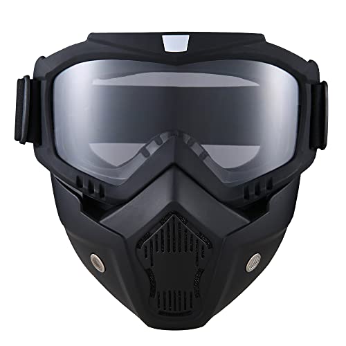 CROSSBODY Motorcycle Helmet Riding Goggles Glasses with Removable Face Mask,Fog-Proof Warm Mouth Filter Adjustable Vintage Bullet Fight Motocross Eyewear,Paintball mask,Dirt Bike Goggle - Image 1