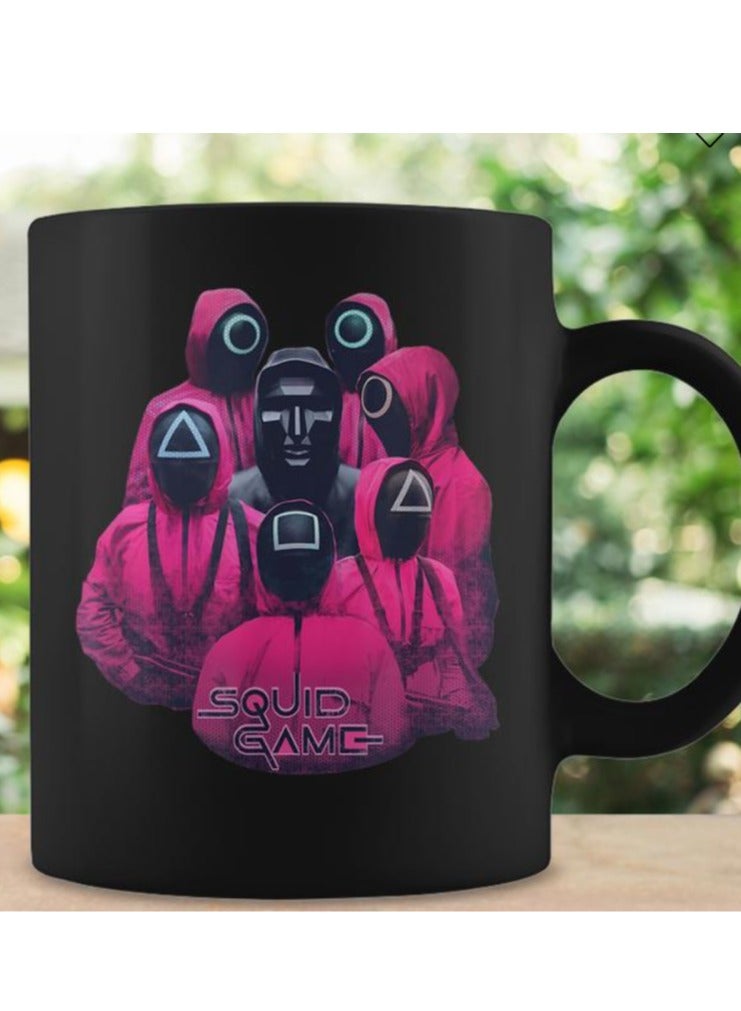 MEC Ceramic black mug with the “squid game” design printed - Image 2