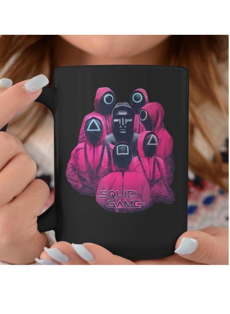 MEC Ceramic black mug with the “squid game” design printed - Image 3