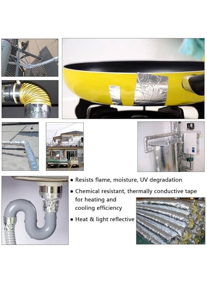 PROMASS - promass Sliver Aluminum Foil Tape Heavy Duty Duct Tape 20mmx30m,High Temperature Sealing & Patching Tape Perfect for HVAC,Air Ducts,Insulation,Thermally Conductive,Flame,Moisture - Image 1