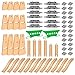 Orbrium Wooden Train Tracks Accessories Build Play Construction Set 68PCS Modular Railway STEM Toys Track Expansion Pack 2 with Parallel Tracks Adjustable Columns Elevated Station Compatible Thomas Brio - Image 2