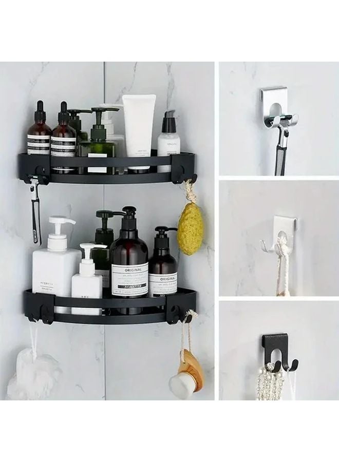 2Pcs Silvery Aluminum Hooks 2.17x1.57 Inch Bathroom Shower Glass Door Towel Rack - Image 3