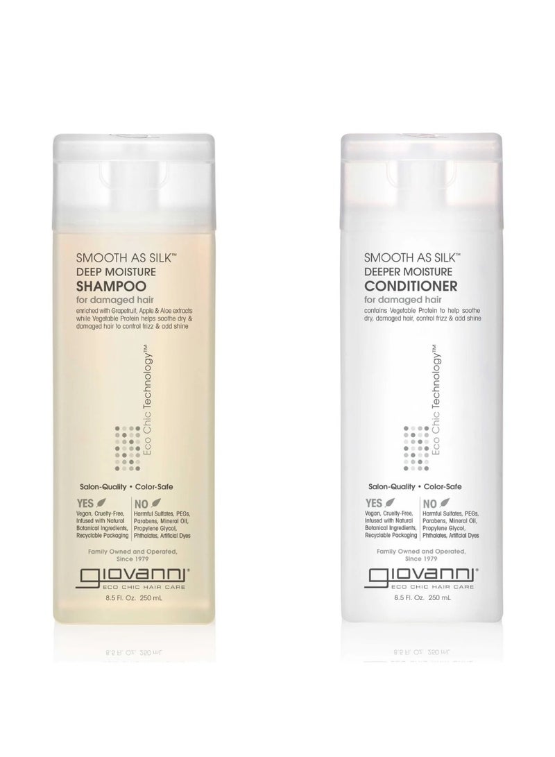 جيوفاني شامبو مرطب عميق ناعم كالحرير 250 مل + بلسم ناعم كالحرير 250 مل - Image 1