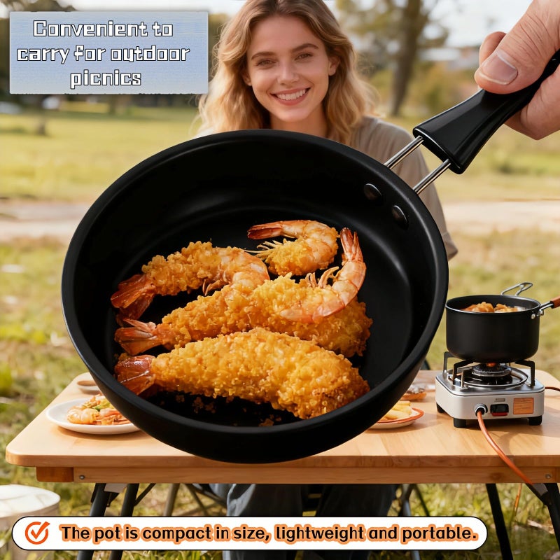 RyanDesign 4.7 Inch Mini Frying Pan, Black Non-Stick Egg Pan with Hanging Hole, Flat Bottom Design for Gas, Induction, Electric Stove, Perfect for Single Serve Breakfast, Omelets & Camping, RV Use (Black) - Image 5