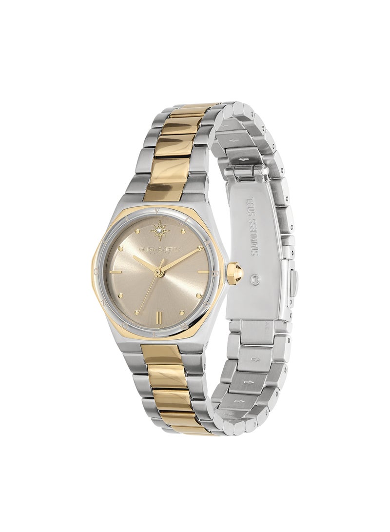 OLIVIA BURTON HEXAGON ANALOG WOMEN'S BEIGE GOLD CASE WATCH - 24070011 - Image 2