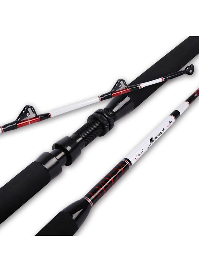Fiblink 2-Piece 5'6" 30-50lbs Saltwater Trolling Rod - Carbon Fiber and Glass - Medium Heavy - Roller Guides - Non-Slip EVA Handles - Image 1