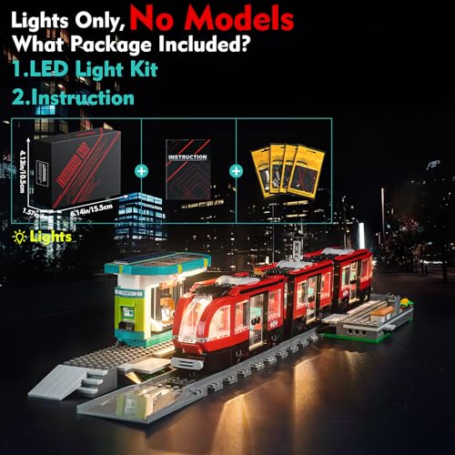 LocoLee LED Light Kit Compatible with Lego 60423 Downtown Streetcar and Station No Models Only Light Creative Lighting Set Accessories Compatible with Lego 60423 Set - Image 5