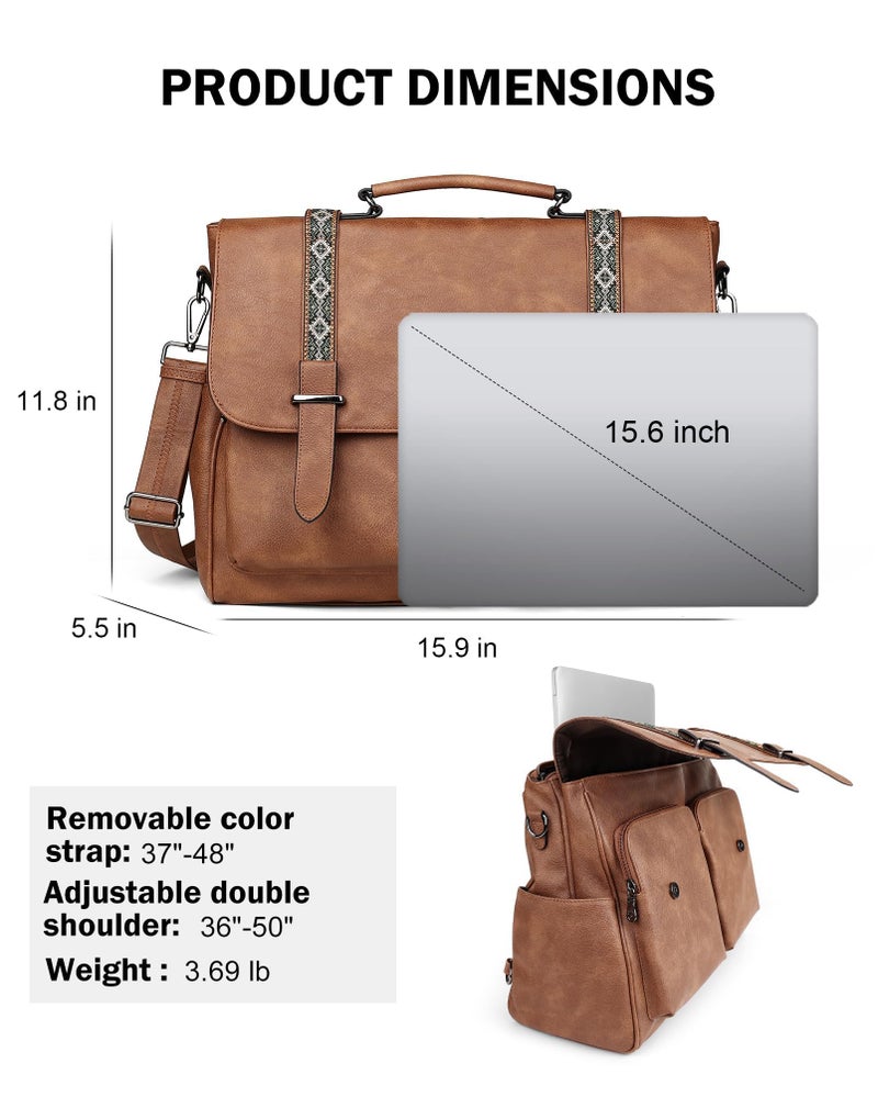 FADEON Messenger Bag for Women, Designer Leather Satchel Backpack Purses Large Laptop Briefcase Multi Pocket Shoulder Bags - Image 4