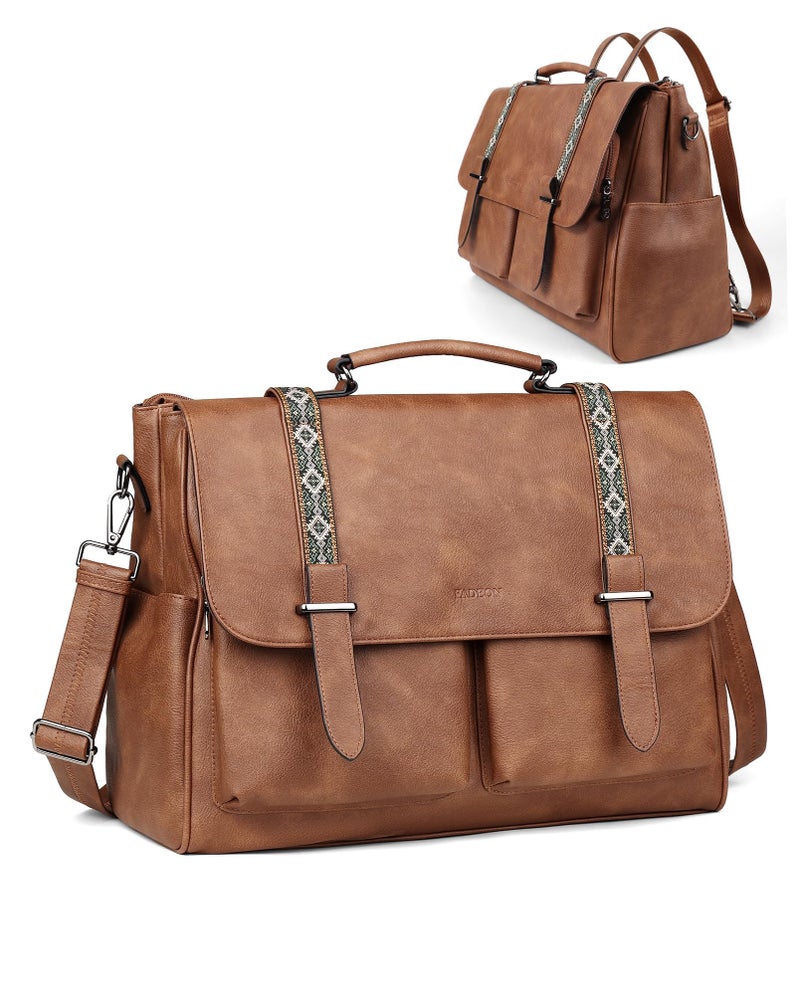 FADEON Messenger Bag for Women, Designer Leather Satchel Backpack Purses Large Laptop Briefcase Multi Pocket Shoulder Bags - Image 1