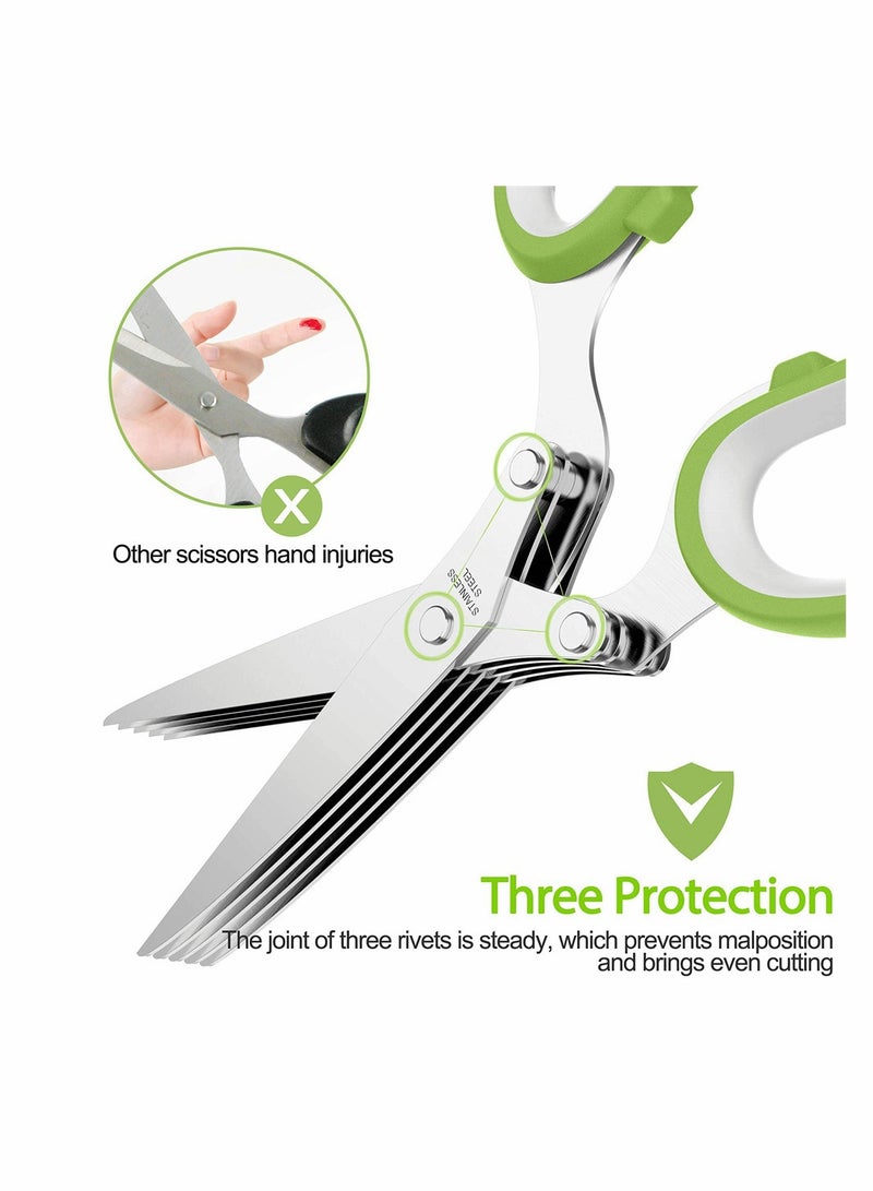 KASTWAVE Herb Scissors Set with 5 Blades and Cover - Multipurpose Kitchen Chopping Shear, Sharp Dishwasher Safe Kitchen Gadget, Ideal for Cutting, Vegetables, Basil, Stainless Steel - Green - Image 4