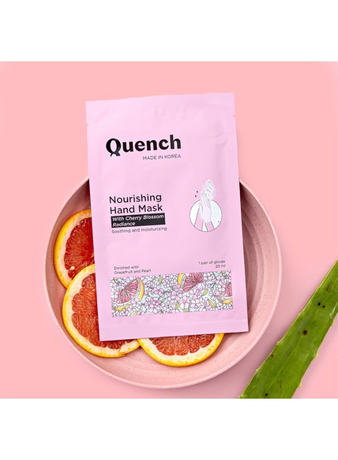 كوينش قناع اليد المغذي من كوينش | يرطب ويضيء اليدين | يغذي الأظافر والبشرة | يترك الأيدي ناعمة ونضرة | مجموعة مانيكير | صنع في كوريا (زوج واحد من القفازات، 20 مل) - Image 2