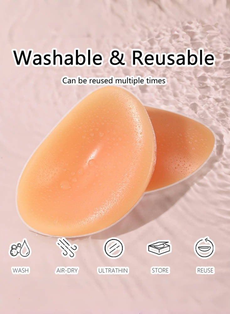Silicone Bra Pads Breast Covers Reusable Ultra Thin Breast Shields Silicone Enhancers Push-Up & Sweat-Proof 1 Pair - Image 4