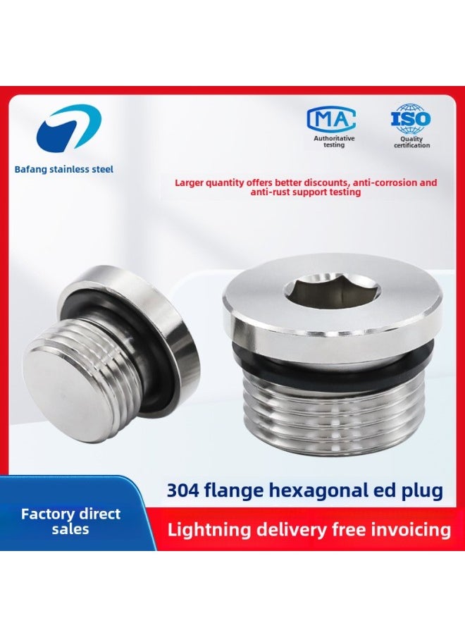 Generic - 304 Hexagon Socket Plug With ED Ring Stainless Steel Oil Plug Pipe Plug Pipe Plug Oil Pipe Screw Plug 1 Points 2 Points 3 Points 4 Points 6 Points-Specification Model:M48*2【1 Piece】 - Image 1