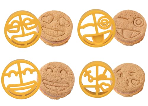 Emoji Sandwich Cutters 4 Pack Set for DIY Bread Shapes Pancakes Cookies  More BPA Free Decruster Suitable for Kids Easily Fits in Lunch Boxes Bags  Bento Officially Licensed by Emoji